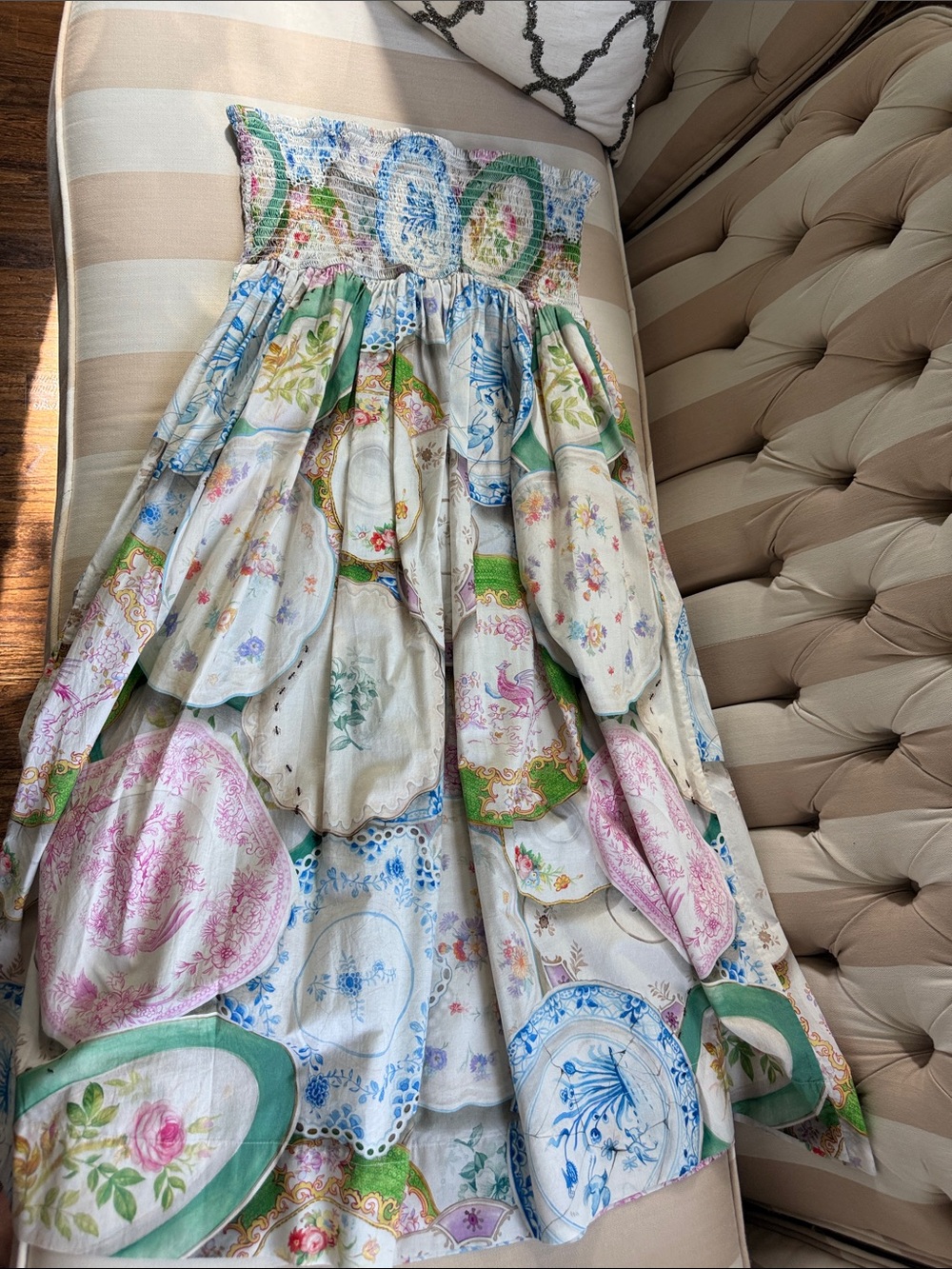 Rachel Antonoff Strapless Maxi Dress in White, Green, Pink, Blue - Picture 7 of 7